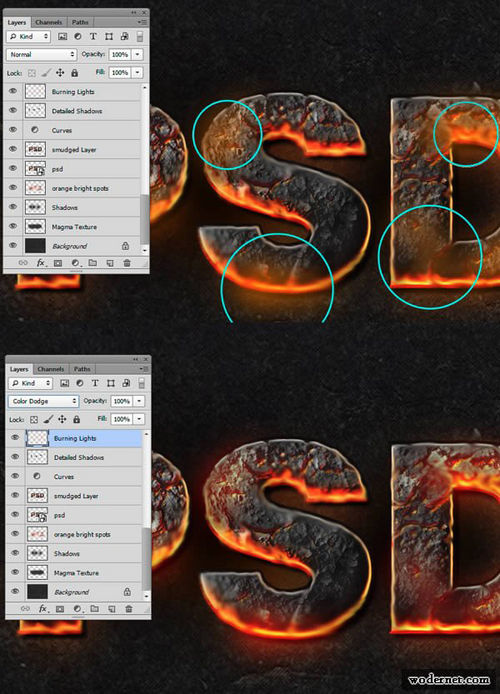 Photoshop制作爆裂岩浆特效字