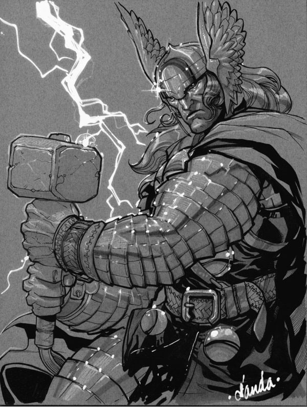 漫画英雄人物插画：雷神托尔Thor