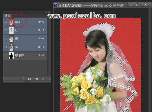 Photoshop通道快速抠出背景单一的婚纱美女