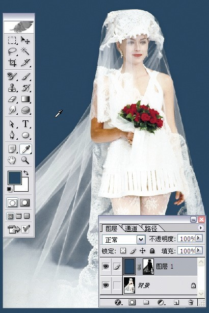 利用PS通道抠出穿婚纱的模特