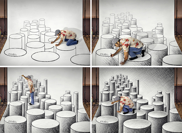 比利时艺术家Ben Heine惊人的3D铅笔画