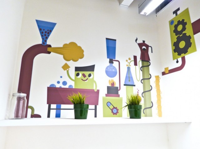 ebay以色列办公室漂亮的墙绘插画艺术
