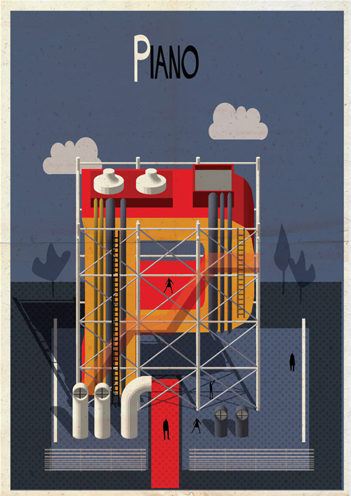 Federico Babina: 字母组成的经典建筑插画