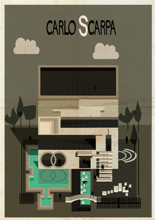 Federico Babina: 字母组成的经典建筑插画