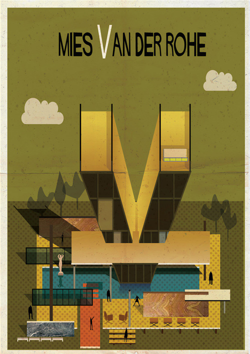 Federico Babina: 字母组成的经典建筑插画