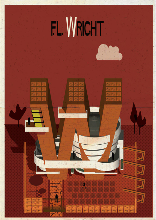 Federico Babina: 字母组成的经典建筑插画