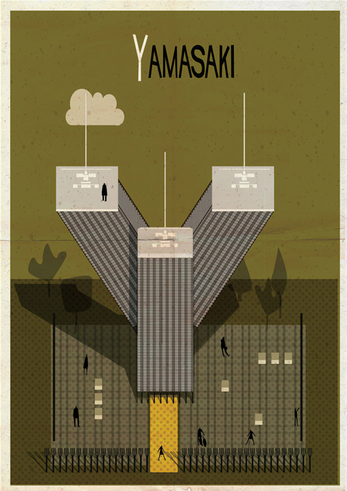 Federico Babina: 字母组成的经典建筑插画