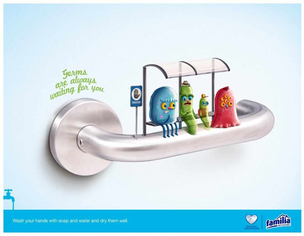 细菌无处不在等着你: Familia卫生用品广告