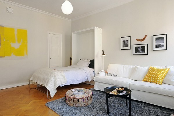 巧妙的壁床: 简约清新的42平米北欧风格小公寓