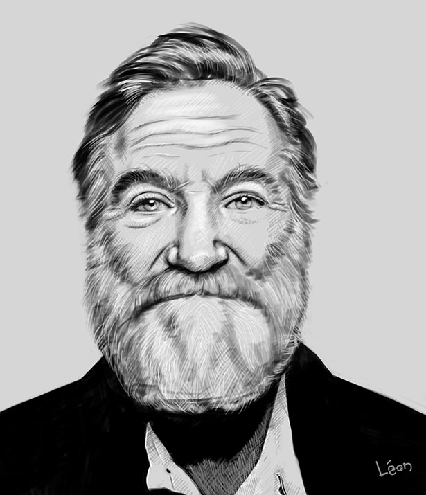 插画作品欣赏:致敬喜剧大师罗宾·威廉姆斯(Robin Williams)