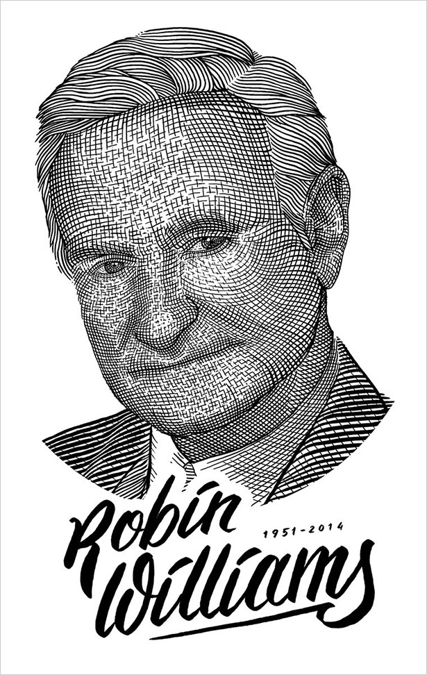 插画作品欣赏:致敬喜剧大师罗宾·威廉姆斯(Robin Williams)