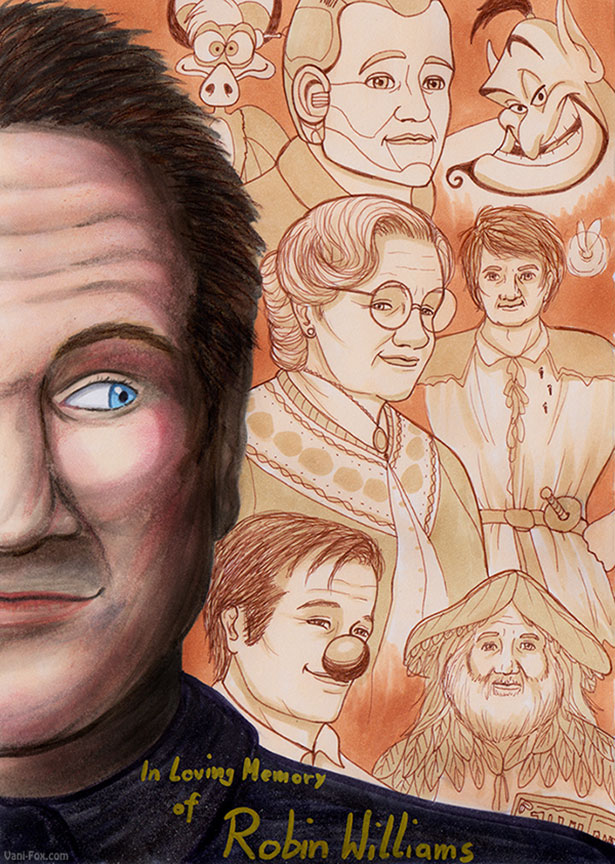 插画作品欣赏:致敬喜剧大师罗宾·威廉姆斯(Robin Williams)