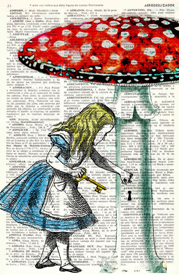 爱丽丝梦游仙境:旧字典上的童话故事插画