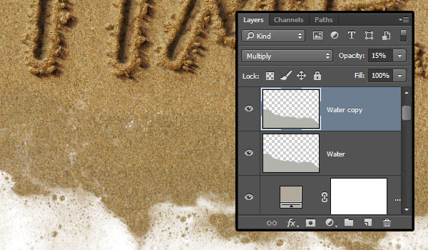 利用画笔描边及图层样式制作沙滩划痕字