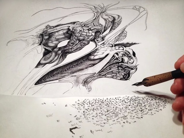 Philip Frank超现实风格钢笔画作品
