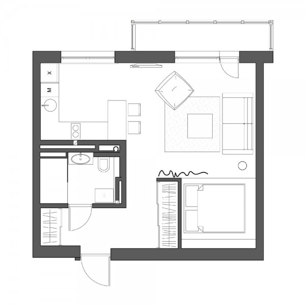简约紧凑的一居室小公寓设计
