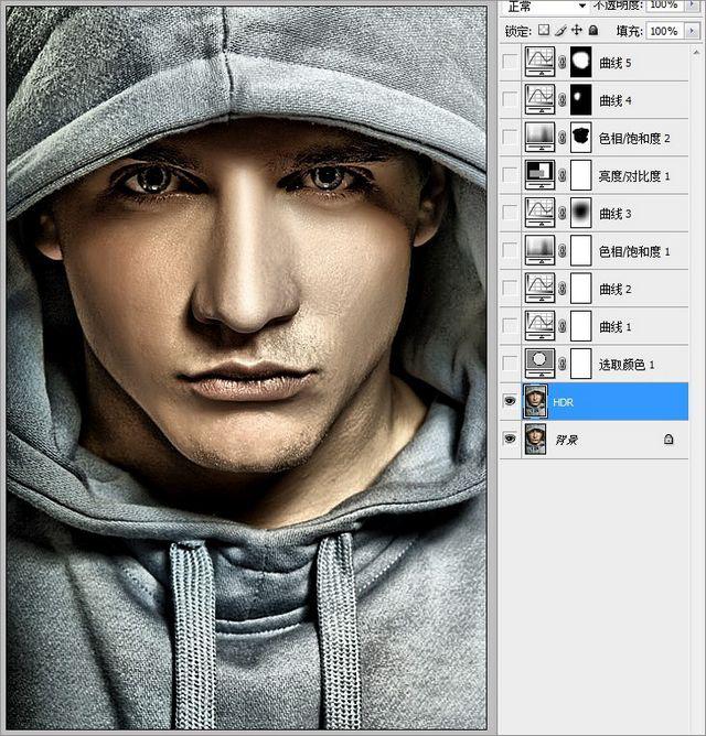 Photoshop将人像照片调出HDR效果