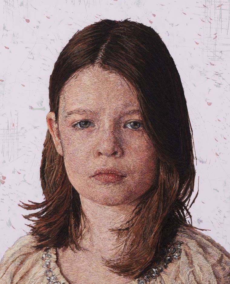 Cayce Zavaglia超写实风格的刺绣肖像画作品欣赏