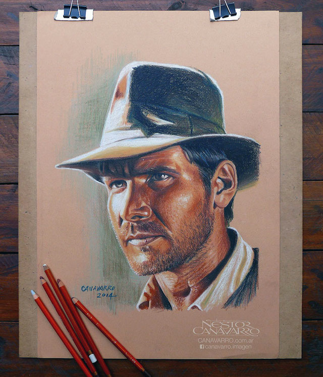 Nestor Canavarro超真实的铅笔名人肖像画