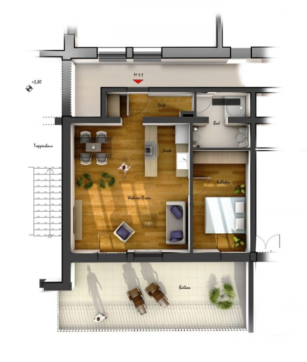 25个一居室户型装修3D布局效果图