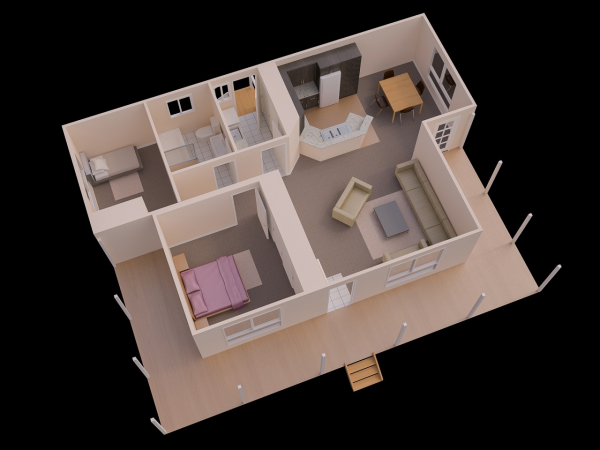 25个二居室户型装修3D布局效果图