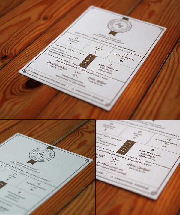 35个优雅的凸版效果结婚请柬卡片设计