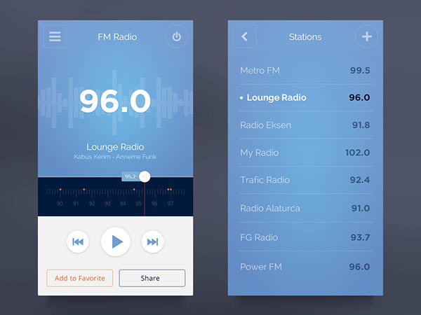 30个收音机app界面UI设计欣赏