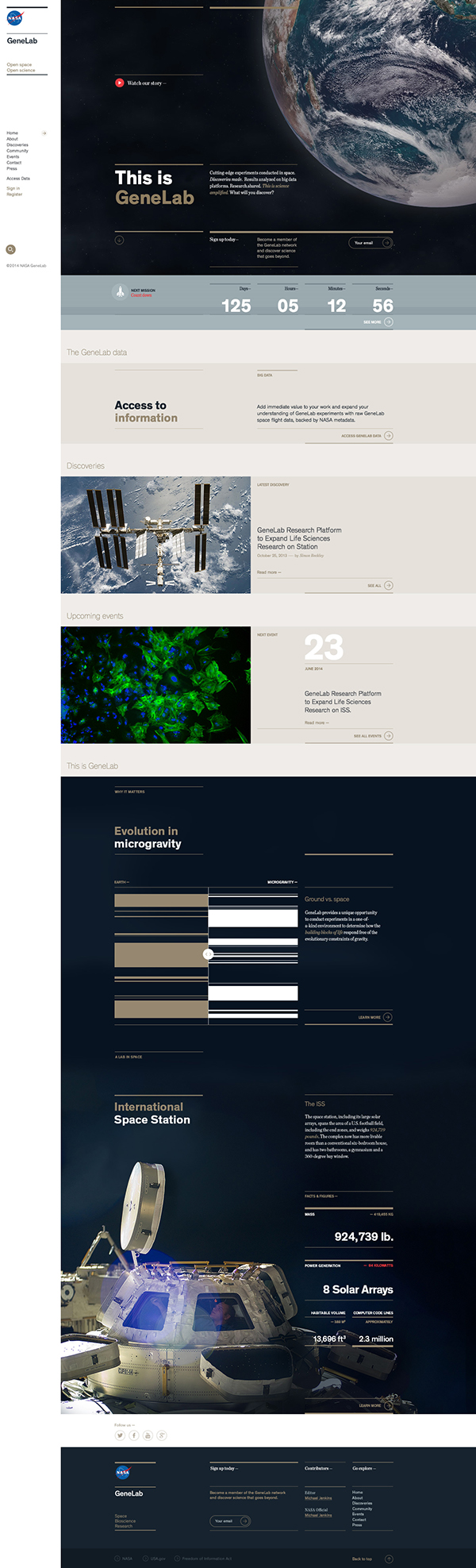 NASA GeneLab网页界面设计