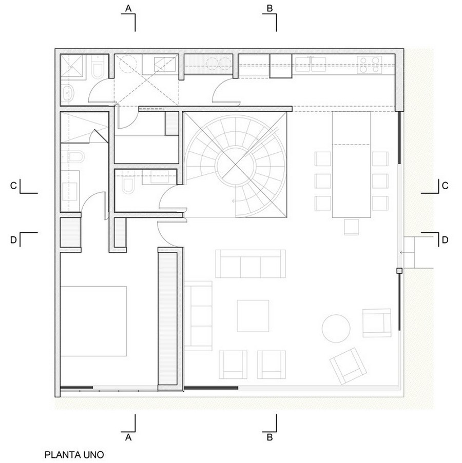 明亮的橙色旋转楼梯:秘鲁Casa Blanca别墅设计