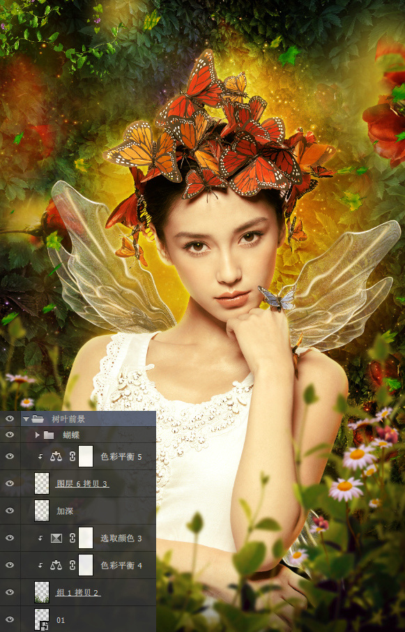 Photoshop合成梦幻唯美的丛林蝶仙子教程