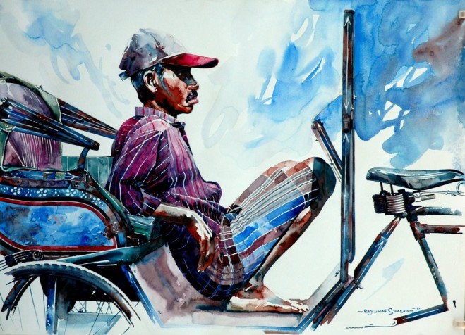 印度艺术家Rajkumar Sthabathy肖像水彩画欣赏