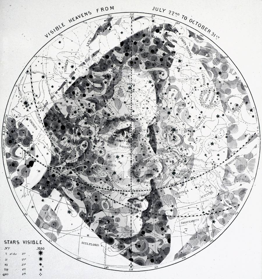 Ed Fairburn地图上的肖像绘画作品