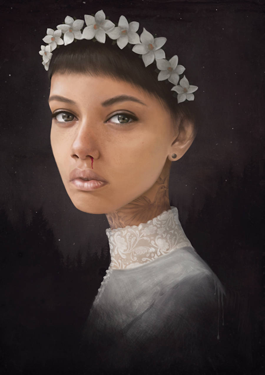 Krisztian Tejfel漂亮的女性肖像插画