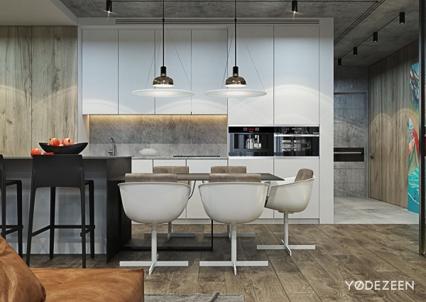 漂亮垂直绿色花园的现代时尚公寓设计