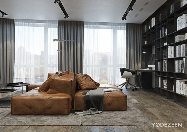 漂亮垂直绿色花园的现代时尚公寓设计