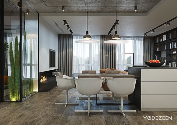 漂亮垂直绿色花园的现代时尚公寓设计