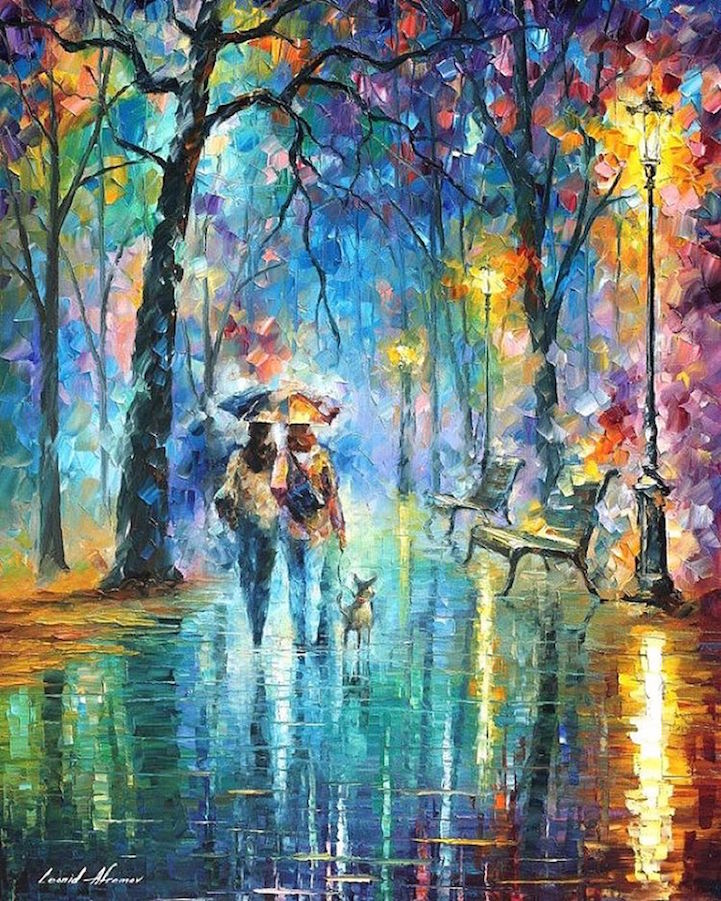 Leonid Afremov秋天风景油画欣赏