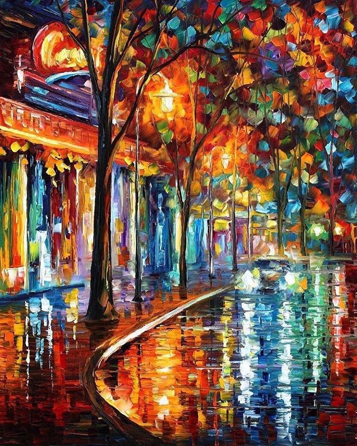 Leonid Afremov秋天风景油画欣赏