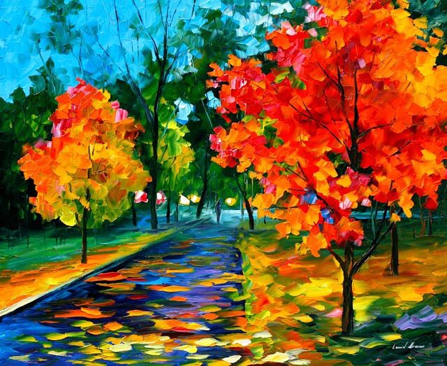 Leonid Afremov秋天风景油画欣赏