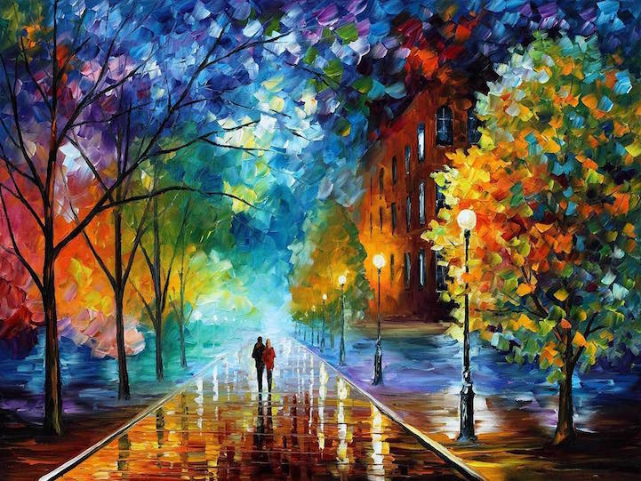 Leonid Afremov秋天风景油画欣赏