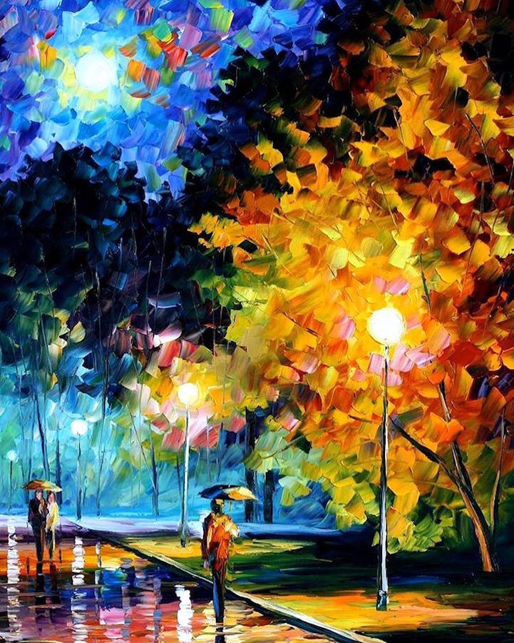 Leonid Afremov秋天风景油画欣赏