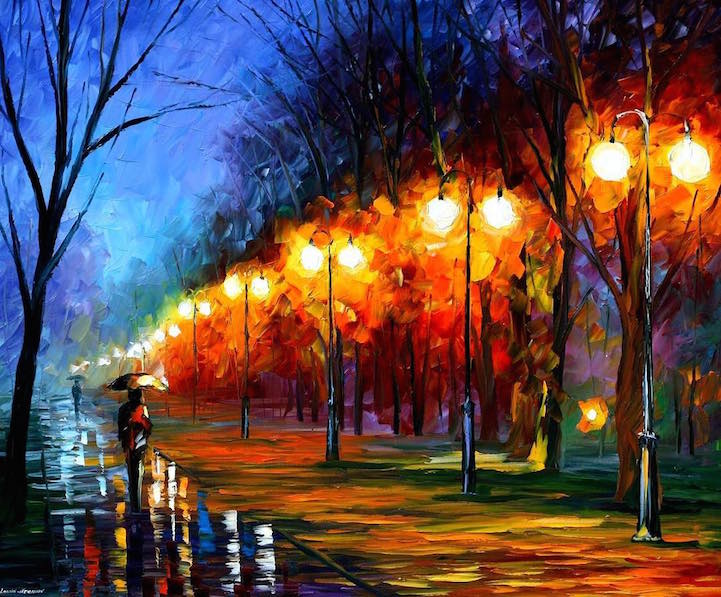 Leonid Afremov秋天风景油画欣赏