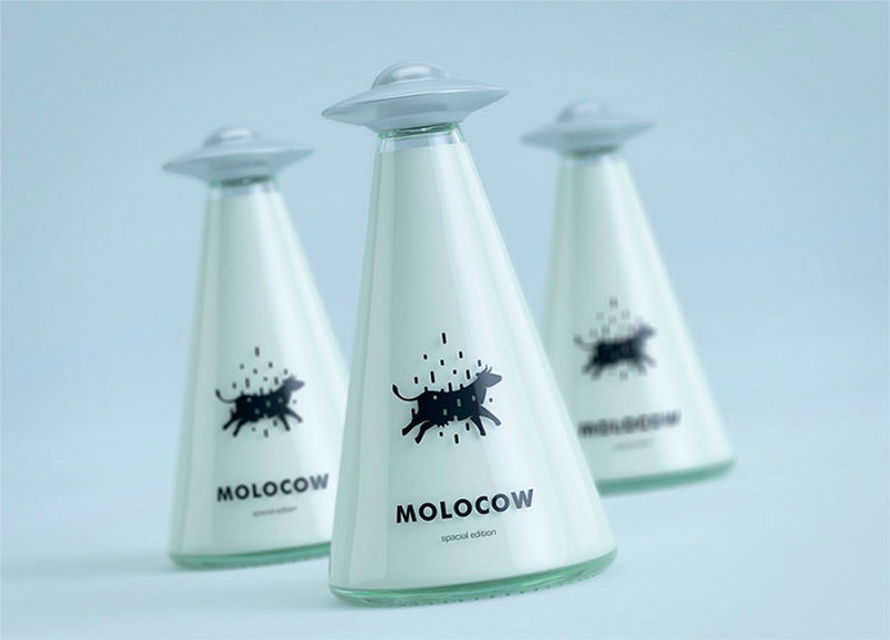 UFO造型的Molocow牛奶包装设计