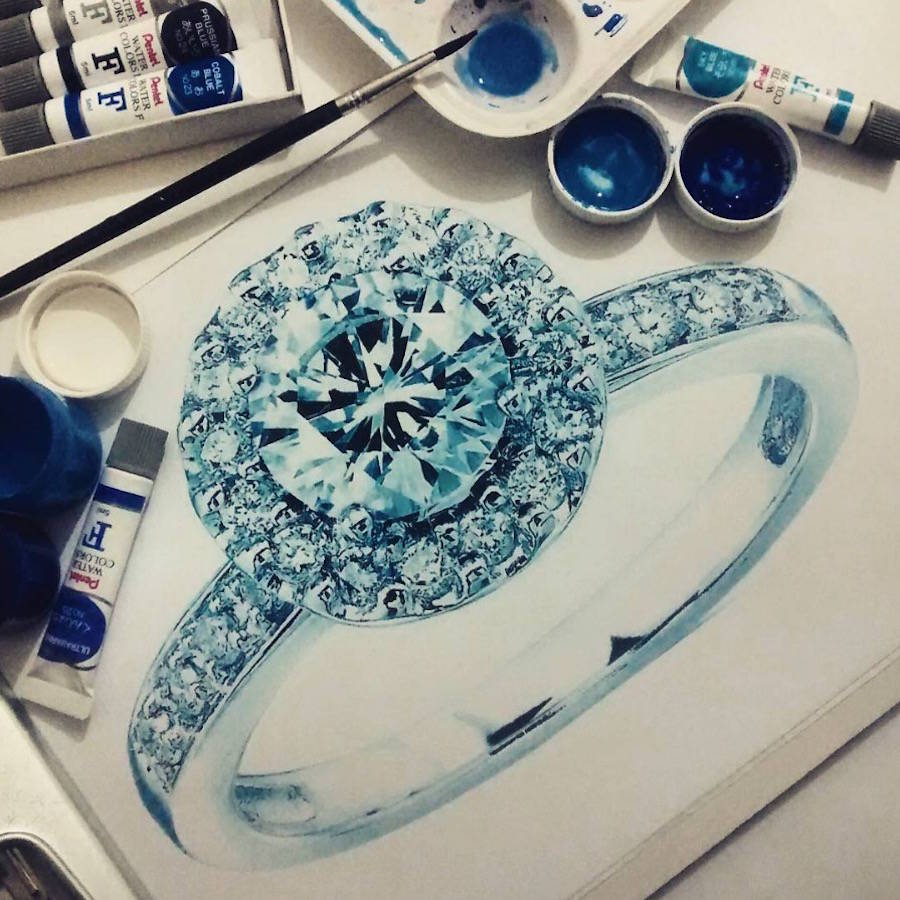 Helena Rochah超逼真钻石和宝石手绘作品