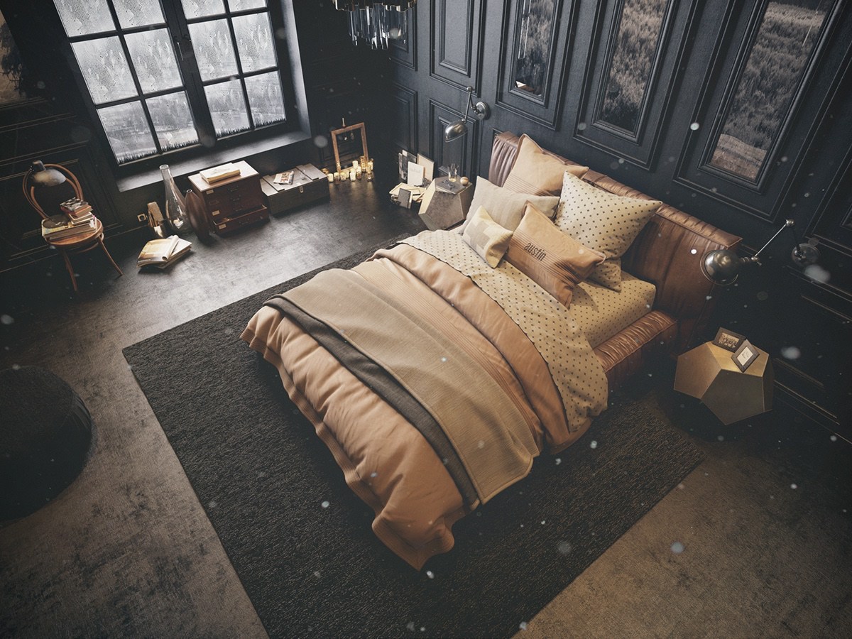 6个酷酷的黑色主题卧室设计