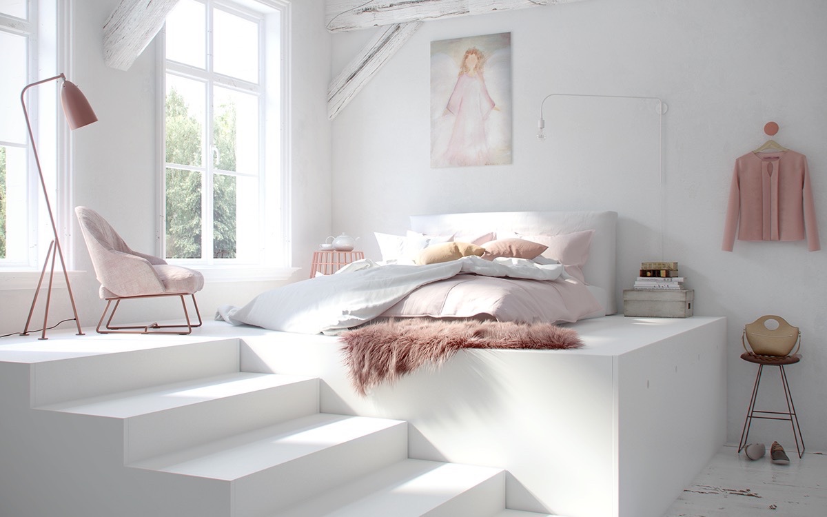 安静放松的白色卧室设计