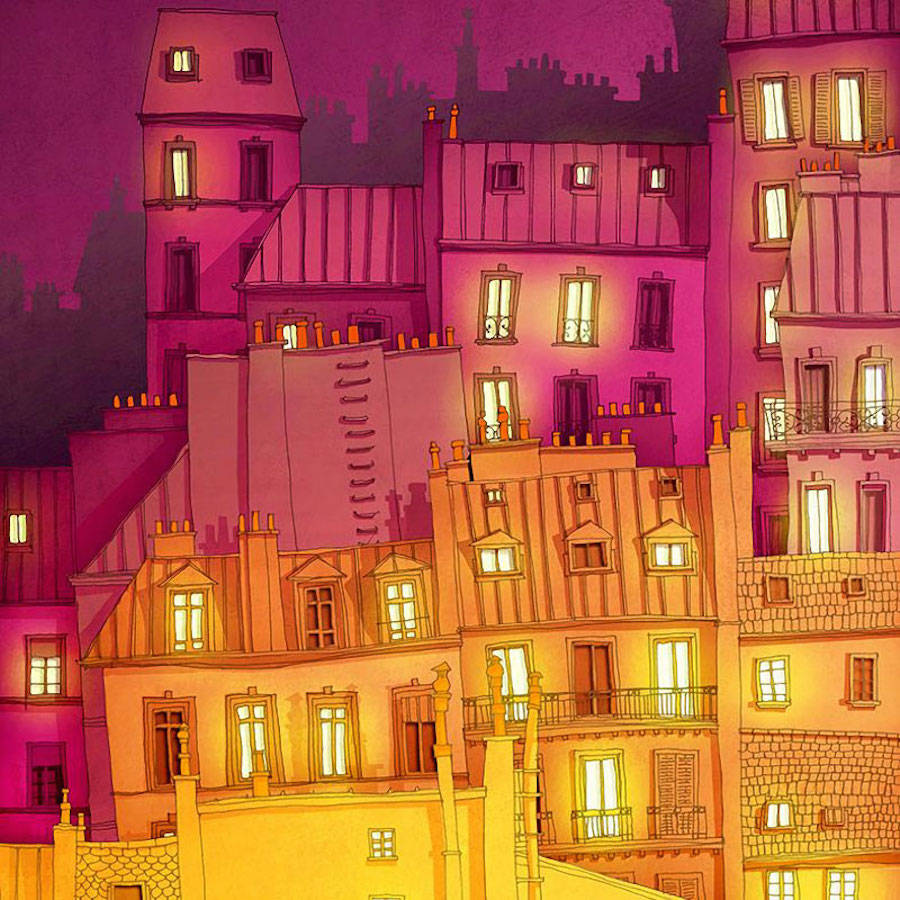 活力的巴黎之夜：Brigitta Racz插画作品欣赏