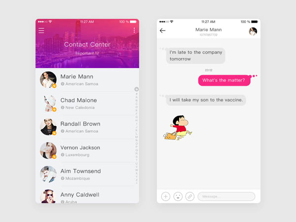 30个APP联系人和通讯录UI界面设计