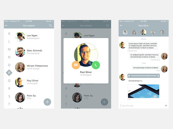 30个APP联系人和通讯录UI界面设计