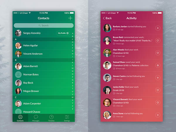 30个APP联系人和通讯录UI界面设计